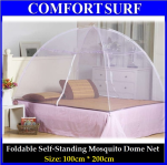 Foldable Self-Standing Mosquito Dome Net Double Door with Carrying Bag (Size: 100cm*200cm - White Color)